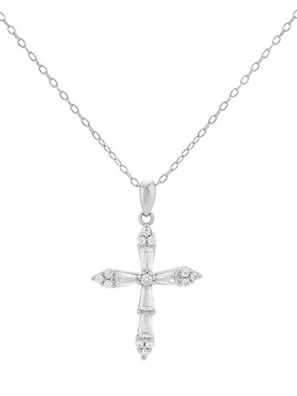 New in box Primrose Sterling Silver CZ Crystal Cross Pendant Necklace